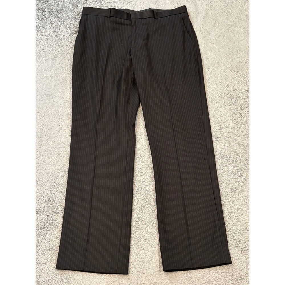 Perry Ellis Portfolio Mens Slim Fit Pinstripe Dress Pants Black 33x32 34x30